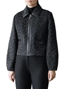 Lorah Leopard-print Jacquard Wool-blend Crop Jacket