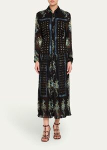 Emilie Drop-waist Long-sleeve Midi Shirt Dress