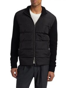 Functional Wardrobe Nylon Quilted Zip Jacket with Knit Sleeves