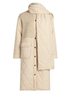 Melaine Quilted Rib-knit Scarf Coat