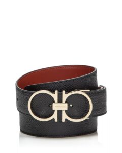 Double Gancini Leather Belt