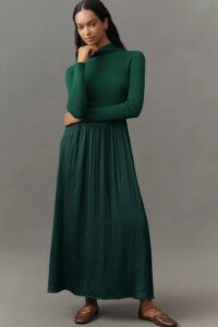 The Thea Long-sleeve Twofer Maxi Dress