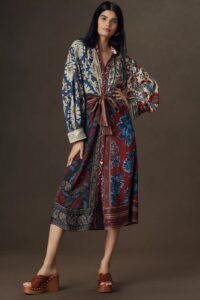 Farm Rio Winter Mix Midi Shirt Dress