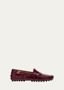 Gommino Croco Penny Driver Loafers