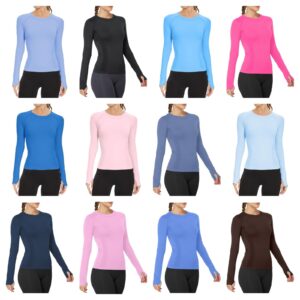 Mathcat Workout Shirts for Women Long Sleeve