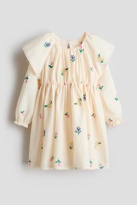 Embroidered Flounced Cotton Dress