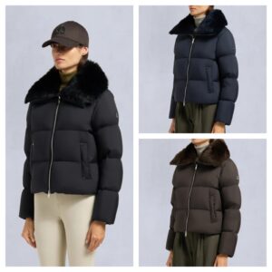 Belle Dune Short Shearling Trim Puffer
