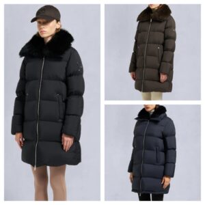 Belle Dune Long Shearling Trim Puffer