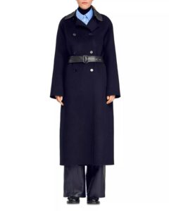 Long Wool and Leather Coat