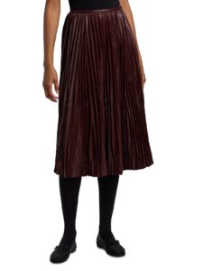 Rosalyn Pleated Faux Leather Midi-skirt
