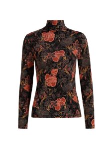 Aurelia Floral Jersey Turtleneck Top