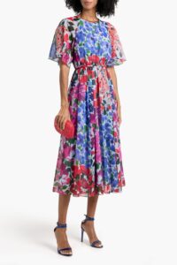 Floral-print Crepe De Chine Midi Dress