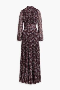 Pleated Floral-print Georgette Maxi Dress