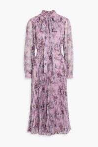 Pleated Floral-print Chiffon Maxi Dress