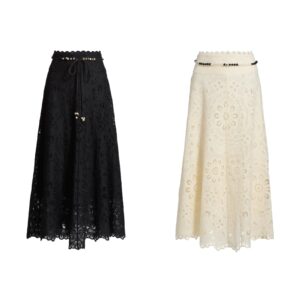 Rhiannon Lace Cotton A-line Midi-skirt