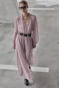 Belted Combination Midi Dress