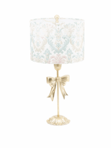 28.75in Metal Bow Lamp with Printed Velvet Shade