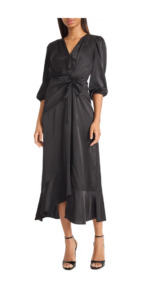 Front Tie Satin Midi Dress