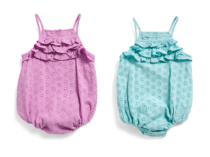 Infant Girls Embroidered Eyelet Ruffled Bubble Hem Romper 3m-2y