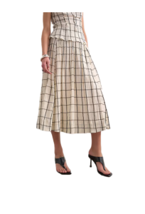 Drop Waist Saloon Maxi Skirt in Window Pane Check