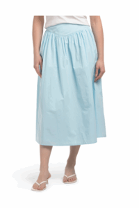 Basque Waist Midi Skirt
