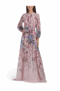 Chiffon Floral Print A-line Skirt Maxi Dress