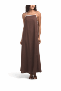 Linen Blend Sleeveless 3d Maxi Dress