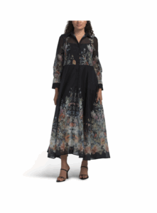 Long Sleeve Floral Button Down Shirt Dress