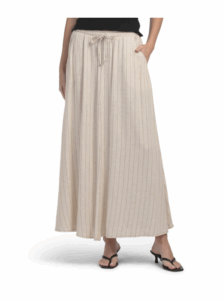 Pinstripe Drawstring Maxi Skirt