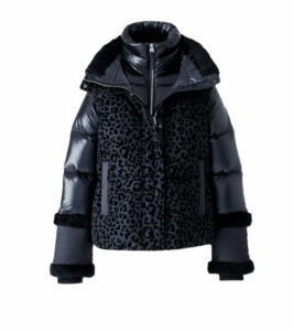 Lydana-flp Leopard Short Down Jacket with Detachable Bib