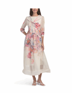 Floral Organza Tipped Dress