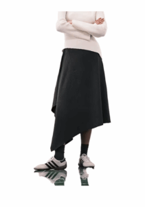 Asymmetric Midaxi Skirt in Dark Gray Pinstripes