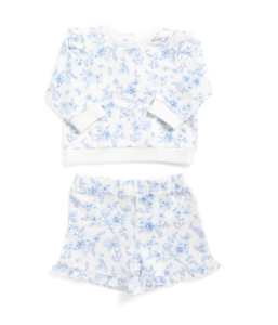Infant Girls 2pc Floral Toile Active Top and Shorts Set 12-24m