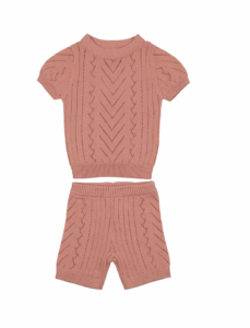 Short Sleeve Pointelle Sweater & Shorts Set