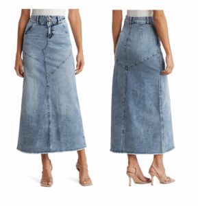 Pieced Denim Maxi Skirt