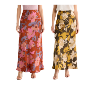 Floral Satin Maxi Skirt