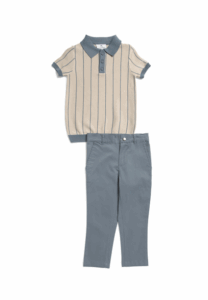 2pc Short Sleeve Sweater Knit Polo and Pants Set Size 4-7