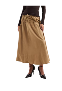 Drawstring Circle Skirt in Beige