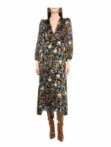 Mona Floral Tapestry Blouson Midi Dress
