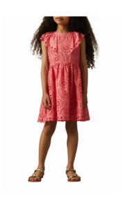 Kids' Lilly Jr. Eyelet Ruffle Sleeve Cotton Dress Size 4-8