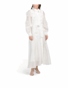 Long Sleeve Floral Applique Maxi Dress