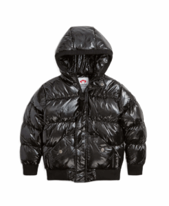 Glitter Black Slim Puffy Coat