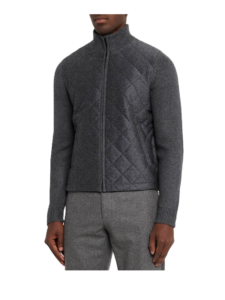 Men's Quilted Full-zip Sweater