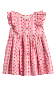 Kids' Gingham Floral Frill Dress
