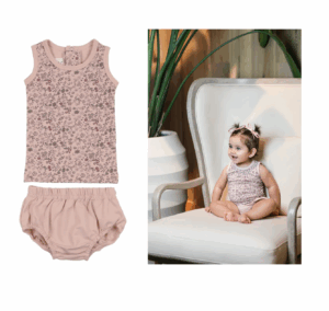 Kids' Elegant Floral Cotton Blend Tank Top & Bloomers Set