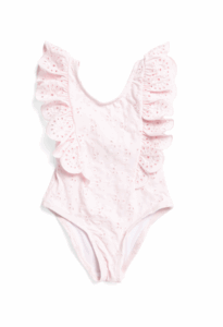Toddler Girls 1pc Eyelet Ruffle Swimsuit
