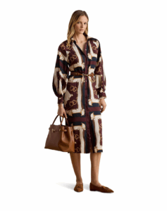 Equestrian-print Twill Midi Shirtdress