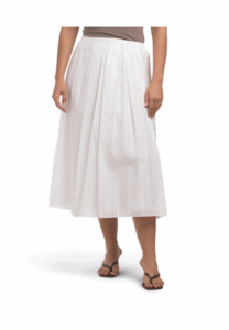 Irregularly Pleated Linear Striped Skirt