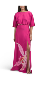 Open Back Gown with Placed Floral