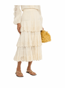 Lucky Embroidered Midi Skirt